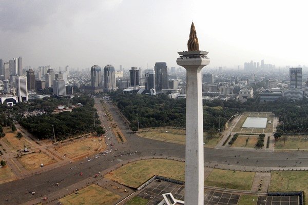 Foto aerial Monumen Nasional atau yang populer disebut dengan Monas atau Tugu Monas di Jakarta Pusat, Selasa (2/6/2015)./Antara-Andika Wahyu