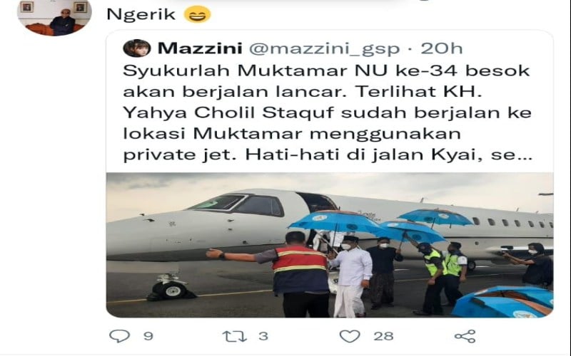  Gus Yahya Naik Jet Pribadi, Said Aqil Naik Pesawat Komersial ke Lokasi Muktamar NU