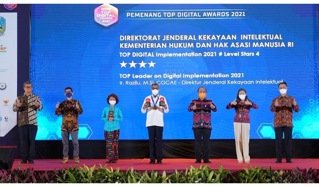  Ditjen Kekayaan Intelektual Kemenkumham Raih Dua Penghargaan Top Digital Awards 2021