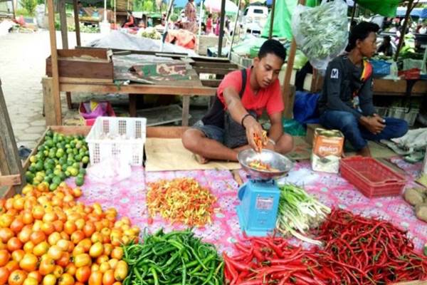Menjelang Natal dan pergantian tahun, harga bahan pokok di pasar tradisional di Balikpapan mulai naik./Bisnis.com-Fariz Fadhillah