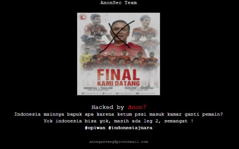  Final AFF Indonesia 0 vs Thailand 4: Berita di Situs PSSI Dihack, Foto Iwan Bule Dicoret