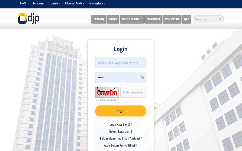 Wajib pajak bisa memanfaatkan fitur NPWP Elektronik dengan login ke situs pajak.go.id