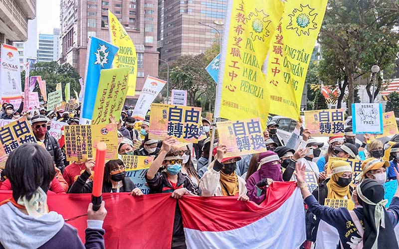  Tidak Bebas Pindah Majikan, Pekerja Migran di Taiwan Gelar Unjuk Rasa