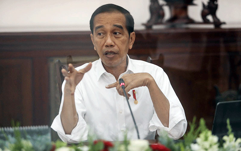 Presiden Joko Widodo memberikan keterangan di Istana Bogor, Jawa Barat, Kamis (8/1/2022). Bisnis/Fanny Kusumawardhani