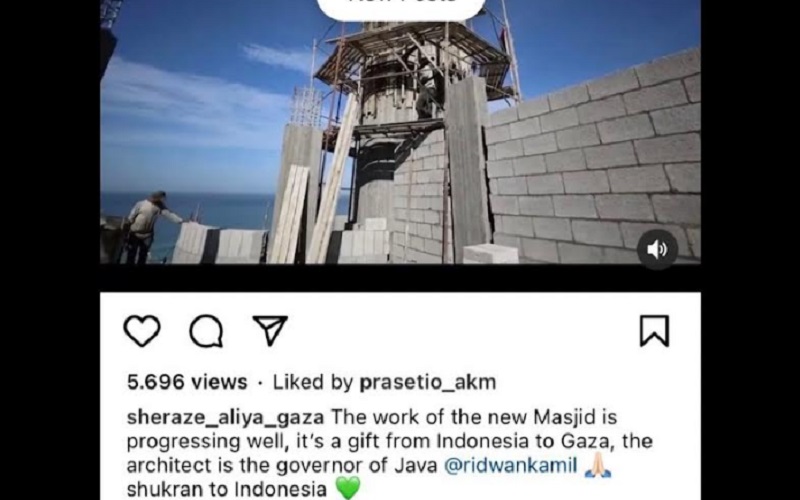  Masjid Bantuan Warga Indonesia di Gaza Mulai Berdiri, Warga Palestina Colek Ridwan Kamil