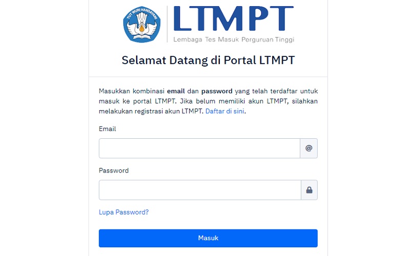  Cara Buat Akun LTMPT untuk SNMPTN 2022, Login portal.ltmpt.ac.id