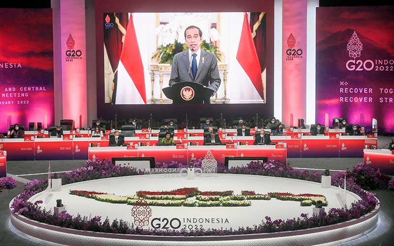  Presiden Joko Widodo Berikan Sambutan Saat Pertemuan FMCBG G20