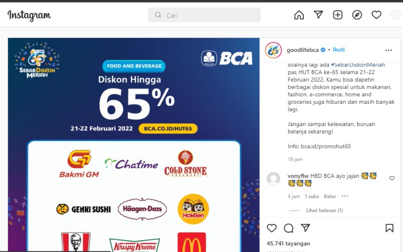  Hanya Sampai Besok, BCA Tebar Diskon hingga 65 Persen. Simak Rinciannya