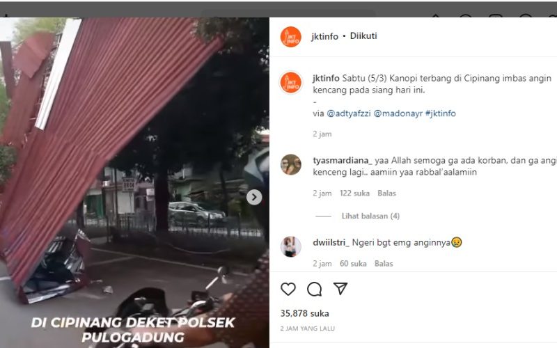  Angin Kencang Terpa Jabodetabek, Hati-Hati Banyak Pohon Tumbang