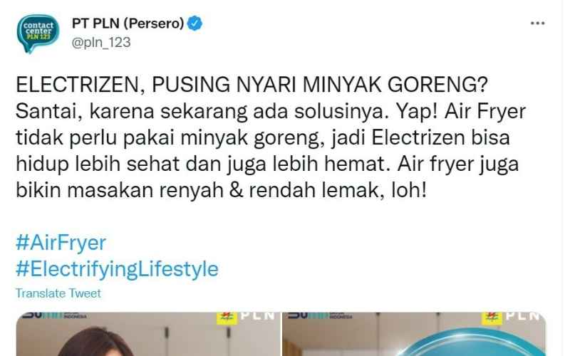  PLN Dikritik setelah Minta Masyarakat Ganti Minyak Goreng ke Air Fryer