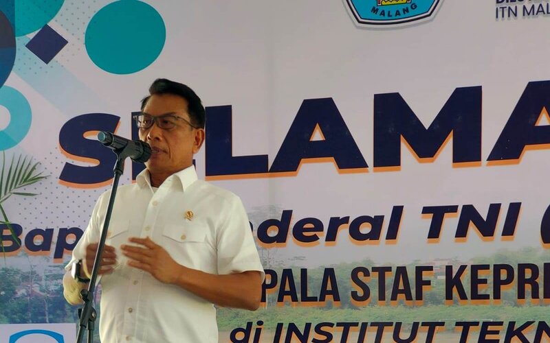 Kepala Staf Kepresidenan (KSP), Moeldoko, saat meresmikan PLTS ITN Malang, Rabu (23/3/2022)./Istimewa