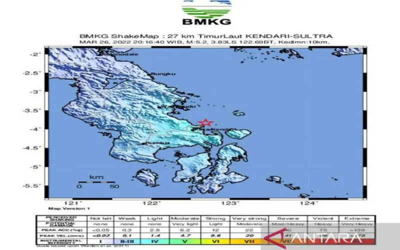  Gempa Magnitudo 5,2 Guncang Kendari, Begini Kata BMKG