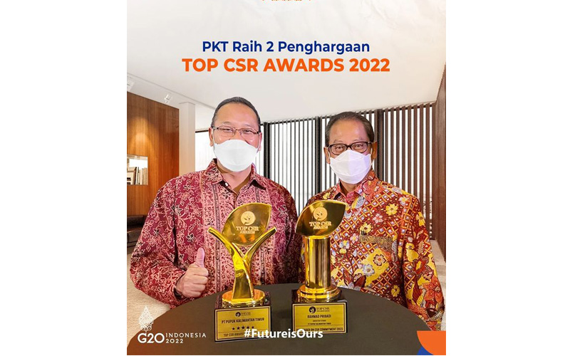  Komitmen TJSL PKT Raih Dua Penghargaan TOP CSR Awards 2022