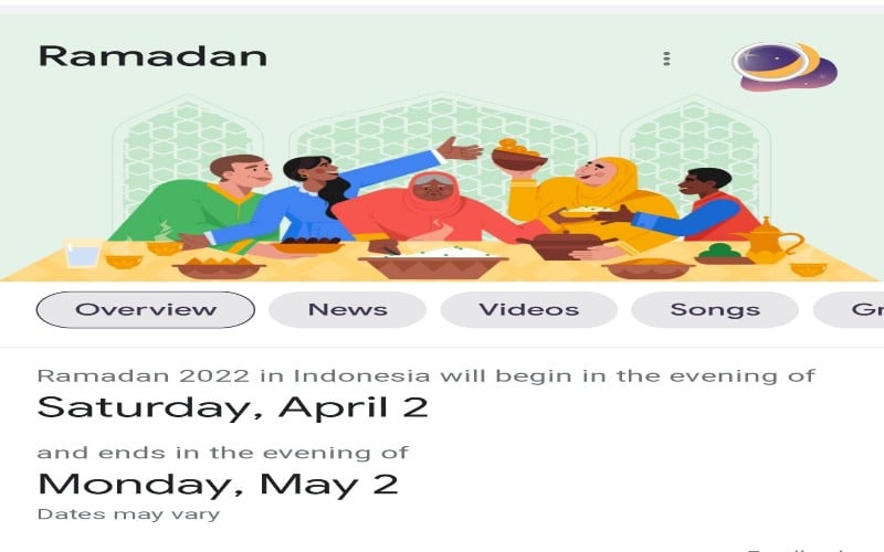  Google Sebut Awal Ramadan 2 April 2022, Netizen pun Heboh