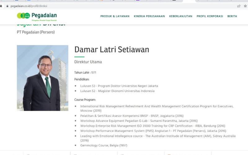  Ini Profil Dirut Baru Pegadaian, Damar Latri Setiawan