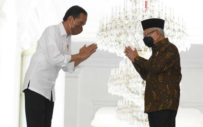  Hari Pertama Kerja, Jokowi Silaturahmi dengan Ma\'ruf Amin di Istana Merdeka