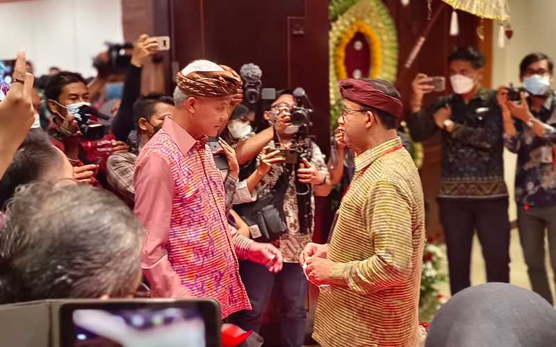  Anies dan Ganjar Ngobrol Asyik di Rakernas APPSI, Bahas Apa?