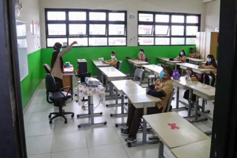 Pembelajaran tatap muka di sekolah, Jakarta Utara./Antara