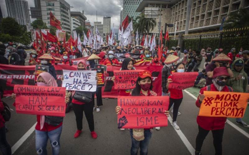 Aksi Massa Buruh Bikin Indonesia Property Expo 2022 Ditunda