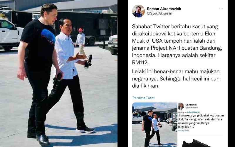 Jokowi memakai sepatu dari NAH Project - Twitter@SyedAkramin