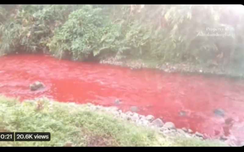  Sungai Citarum Berubah Warna Jadi Merah Darah, Ini Alasannya