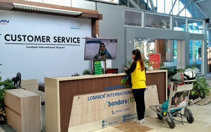 Salah satu bentuk layanan pelanggan (customer service) virtual di Bandara Lombok yang dikelola PT Angkasa Pura I./Dok. Istimewa