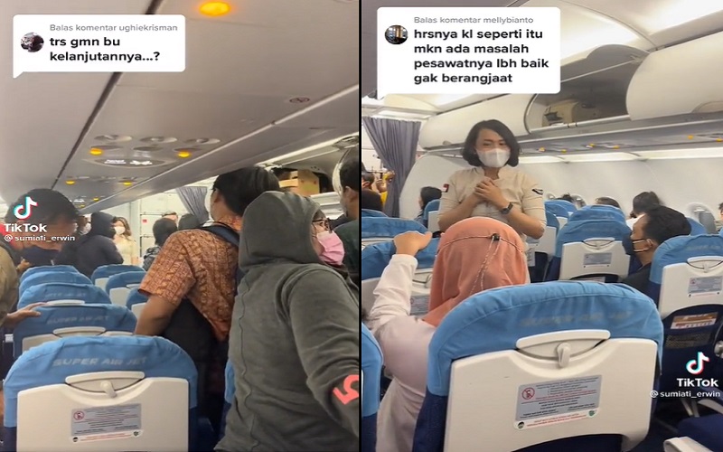  Viral Video Penumpang Super Air Jet Turun dari Pesawat Setelah Delay 3 Jam