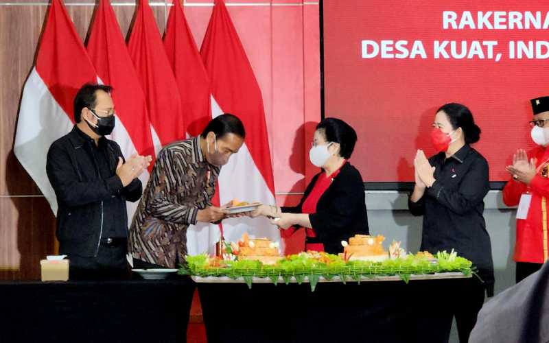 PDI Perjuangan ikut merayakan ulang tahun Presiden Jokowi saat Rakernas II di Jakarta, Selasa (21/6/2022) / dokumentasi PDIP