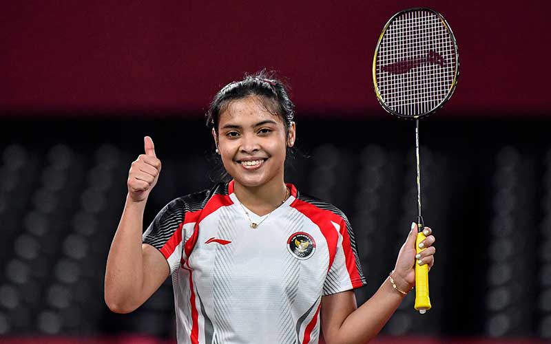 Tunggal putri Indonesia Gregoria Mariska Tunjung mengalahkan Akane Yamaguchi di Malaysia Open 2022/ANTARA FOTO/Sigid Kurniawan