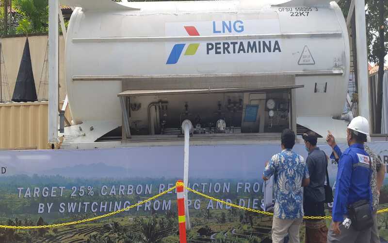 LNG ISO Tank yang terpasang di Conrad Hotel Tanjung Benoa, Kabupaten Badung./Bisnis-Harian Noris Saputra