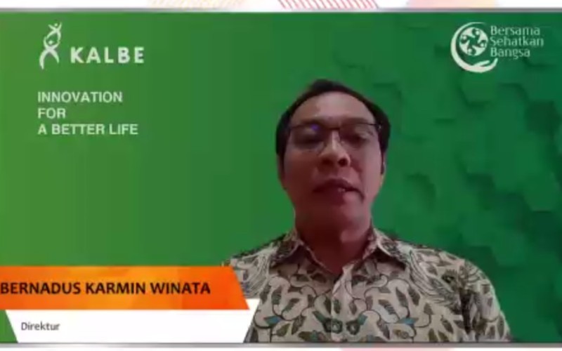 Direktur PT Kalbe Farma Tbk. (KLBF) Bernadus Winata menyampaikan rencana kerja perseroan dalam Public Expose Live 2021, Rabu (8/9/2021) 