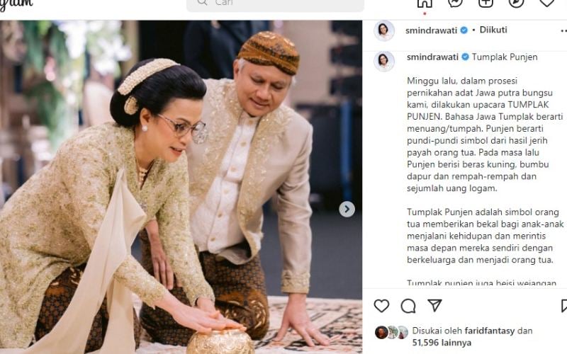  Pernikahan Putra Bungsu Sri Mulyani, Ada Ritual Upacara Tumplak Punjen