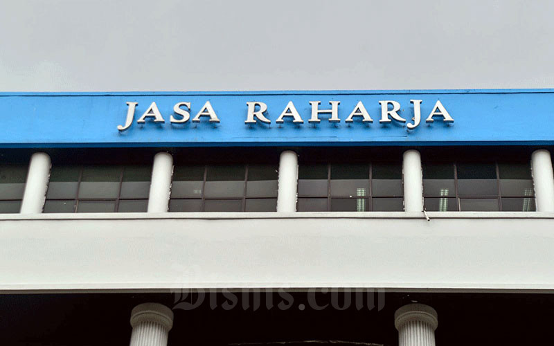 Logo PT Jasa Raharja di Jakarta, Jumat (7/1/2022). Bisnis/Fanny Kusumawardhani