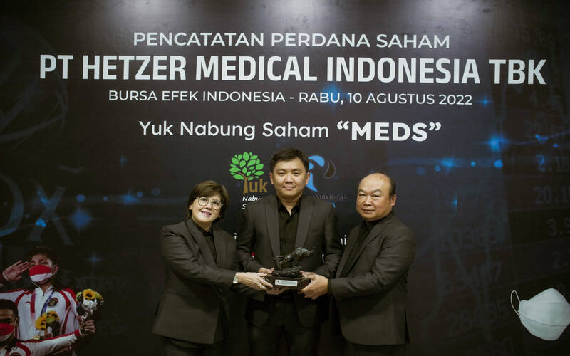 PT Hetzer Medical Indonesia Tbk (MEDS) resmi mencatatkan sahamnya di Bursa Efek Indonesia pada hari ini, Rabu (10/8/2022)./ BEI