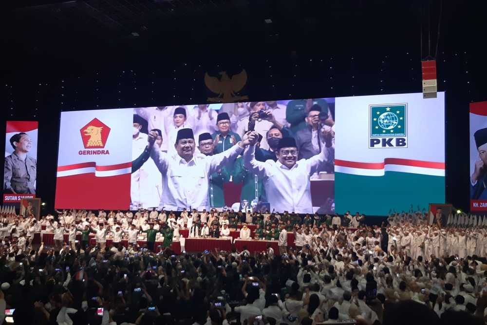  Kompak! Prabowo-Cak Imin Berbalas Pantun di Deklarasi Koalisi Gerindra-PKB