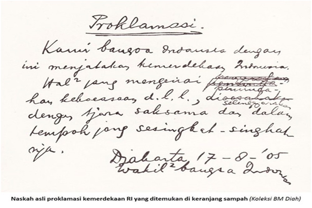 Fakta-fakta Teks Proklamasi Kemerdekaan RI Tulisan Tangan Presiden Soekarno