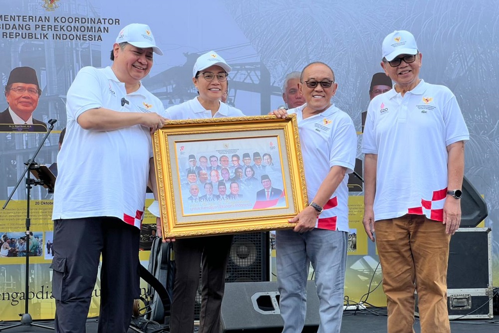  Sri Mulyani dan Aburizal Bakrie Reuni di Kantor Airlangga Hartarto