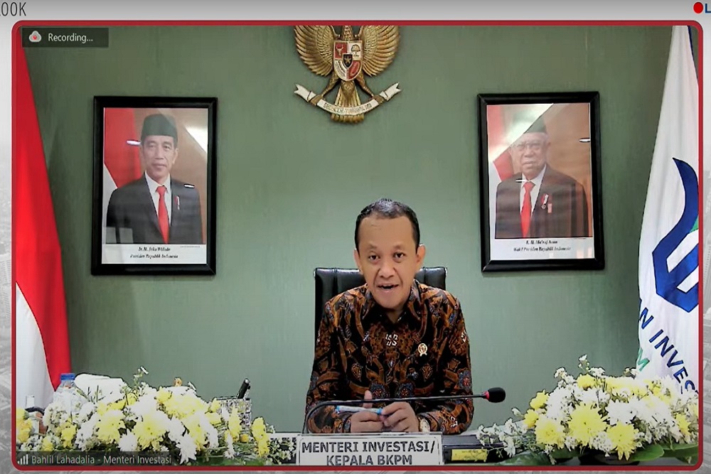 Menteri Investasi/Kepala BKPM Bahlil Lahadalia dalam acara webinar Mid Year Economic Outlook 2022: Prospek Pemulihan Ekonomi Indonesia di Tengah Perubahanan Geopolitik Pascapandemi di Jakarta, Rabu (3/8/2022).