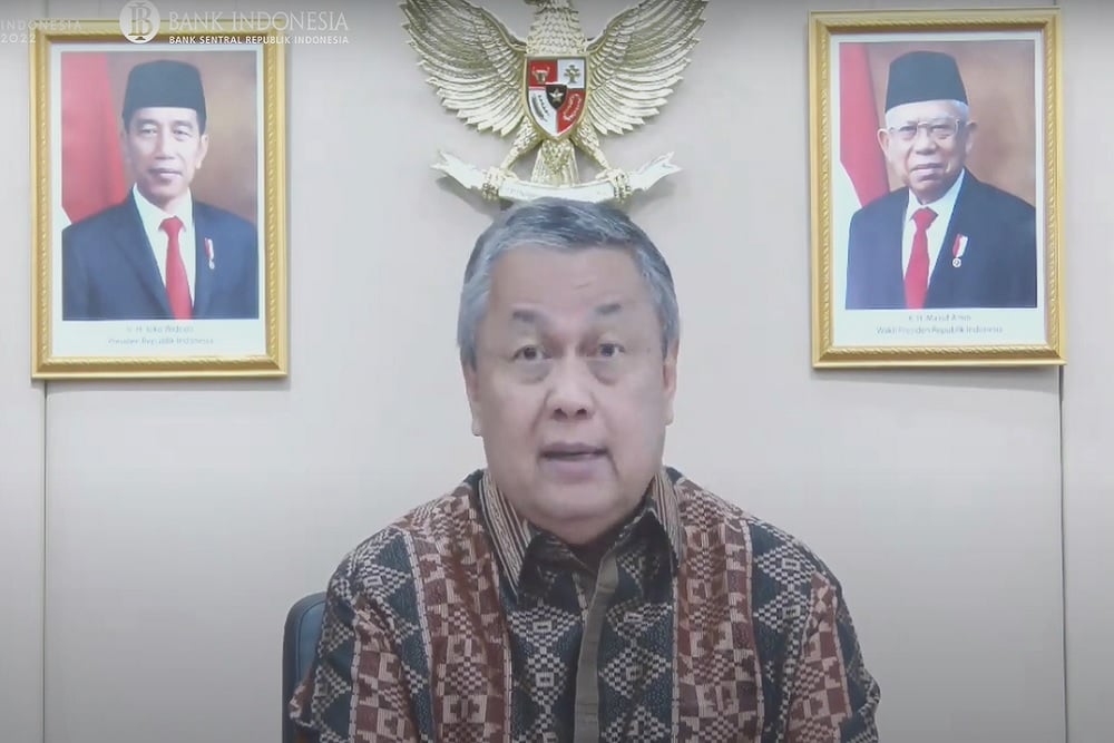 Tangkapan layar Gubernur Bank Indonesia Perry Warjiyo saat memaparkan hasil Rapat Dewan Gubernur (RDG BI), Selasa (23/8/2022). /Youtube Bank Indonesia 