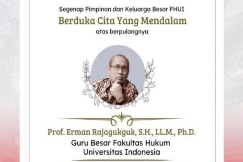 Guru Besar Fakultas Hukum Universitas Indonesia (FHUI) dan juga mantan Dirjen Kemenkumham Profesor Dr Erman Rajagukguk meninggal dunia pada Selasa (23/8/2022) malam./Twitter @Yusrilihza_Mhd
