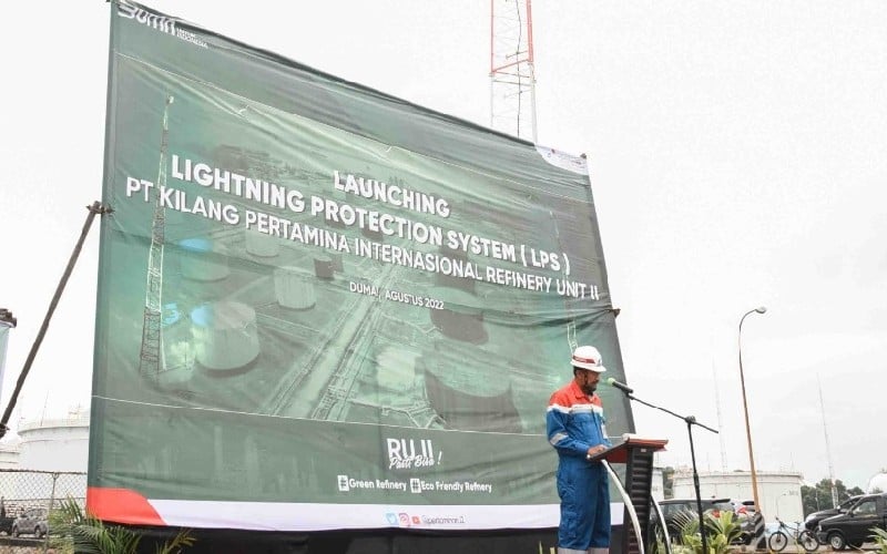  Mitigasi Kebakaran Tangki, Kilang Pertamina Dumai Pasang Lightning Protection System