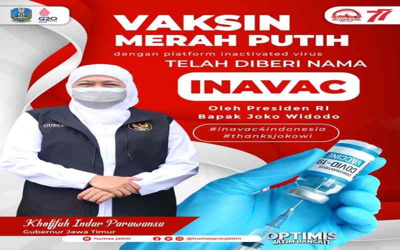  Vaksin Covid-19 Buatan Unair & Biotis Resmi Dinamai Inavac