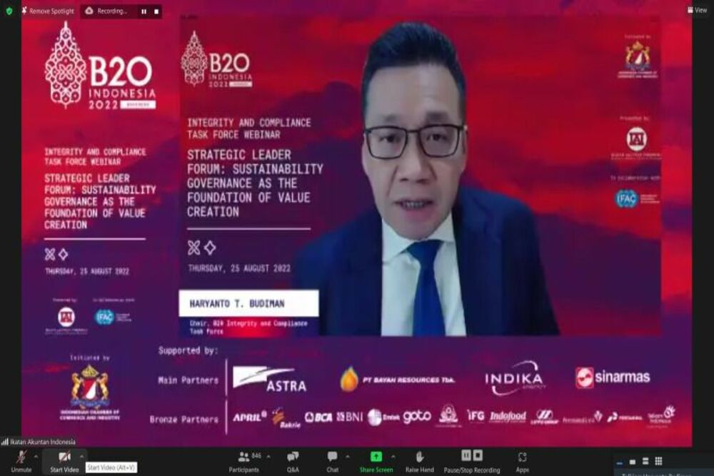  B20 Indonesia Promosikan Tata Kelola Bisnis Berkelanjutan