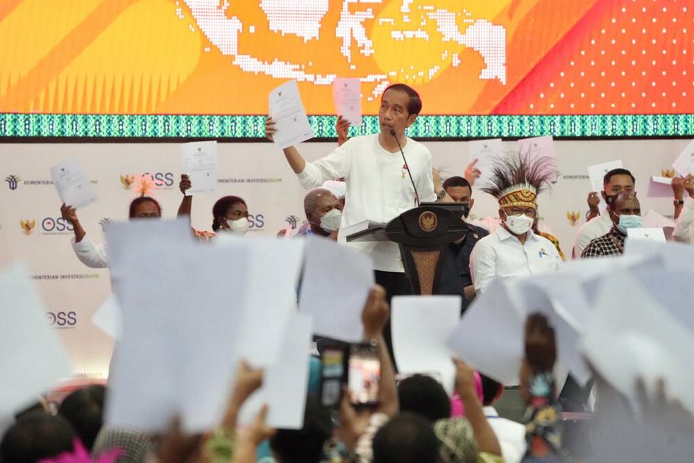  Presiden Jokowi Menyerahkan NIB Bagi Nasabah PNM Jayapura