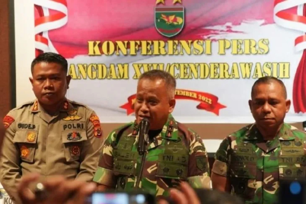 Pangdam XVII Cenderawasih Mayjen TNI Muhammad Saleh Mustafa saat beri keterangan kepada wartawan di Timika, Senin(5/9)./Antara-Pendam XVII Cenderawasih.