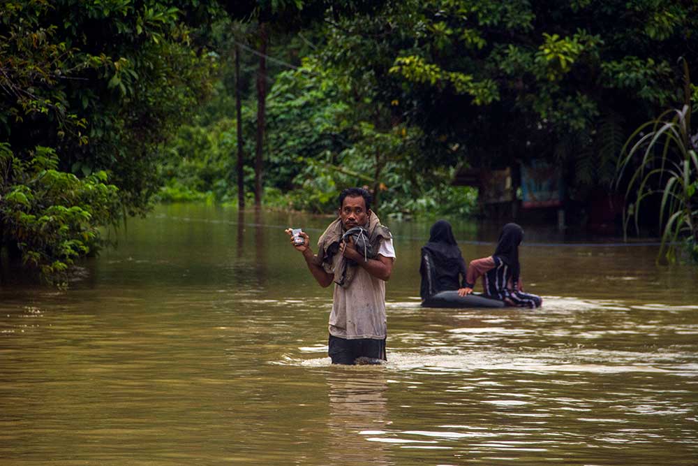  Banjir Merendam Sejumlah Desa di Kabupaten Hulu Sungai Tengah Kalimantan Selatan.