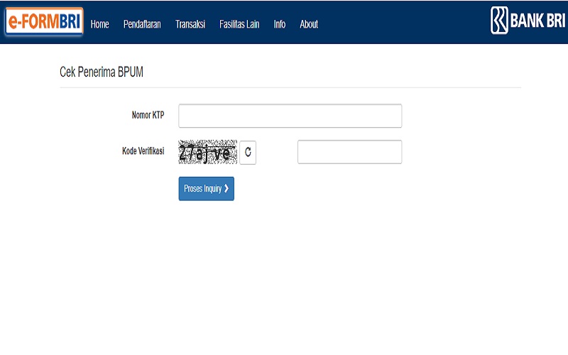 situs eform.bri.co.id/bpum untuk mengecek status pencairan BLT UMKM Rp1,2 juta via BRI/tangkapan layar eform.bri.co.id