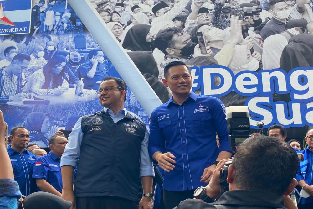 Bakal calon presiden dari Partai NasDem Anies Baswedan dan Ketua Umum Partai Demokrat Agus Harimurti Yudhoyono (AH) di kantor DPP Partai Demokrat Jakarta, Jumat (7/10/2022). JIBI/Bisnis-Pernita Hestin Untari