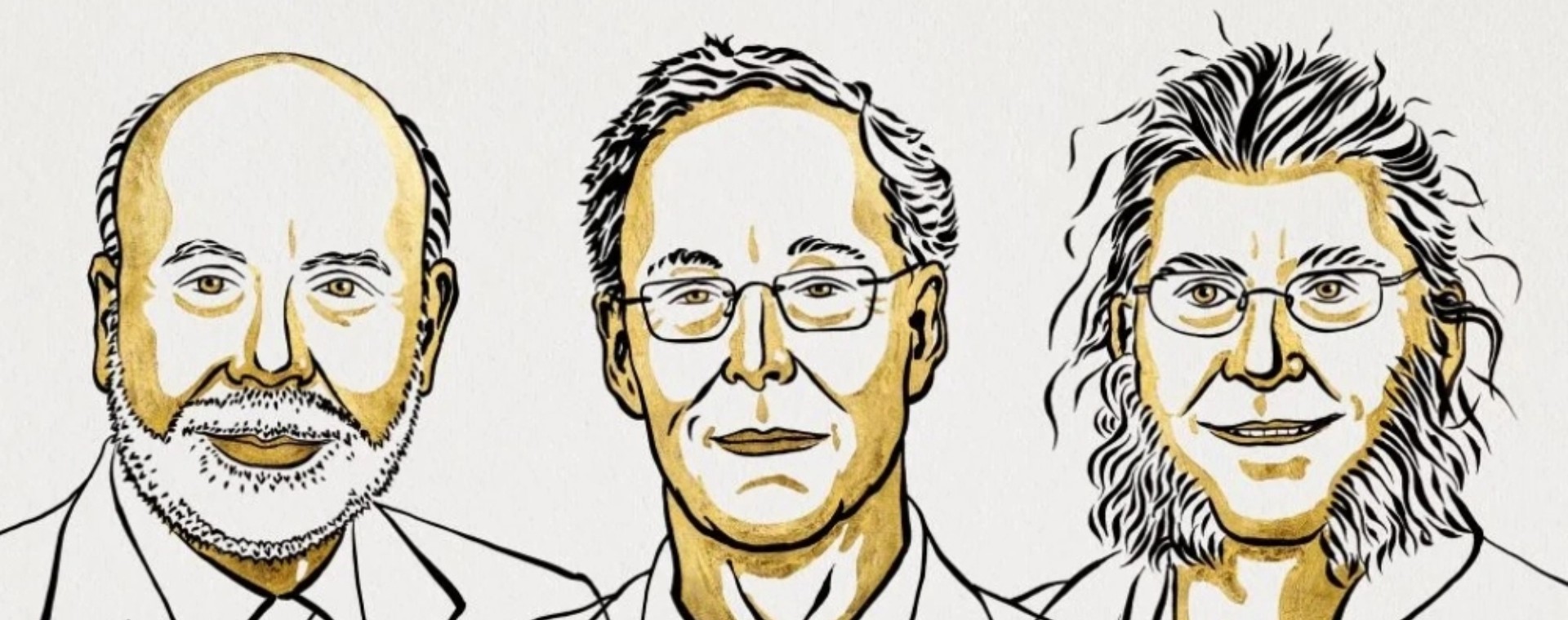 Ilustrasi wajah tiga pemenang Hadiah Nobel Ekonommi 2022.  - Komite Hadiah Nobel
