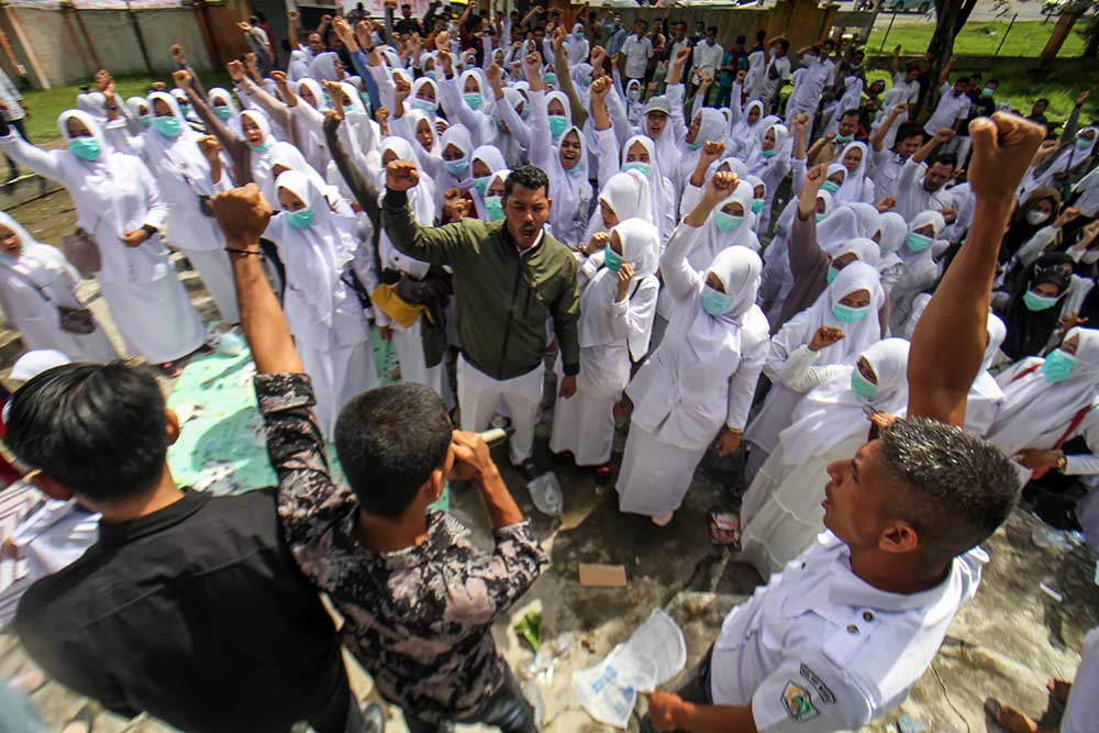  Ratusan Tenaga Kesehatan di RSU Cut Meutia Gelar Aksi Mogok Kerja